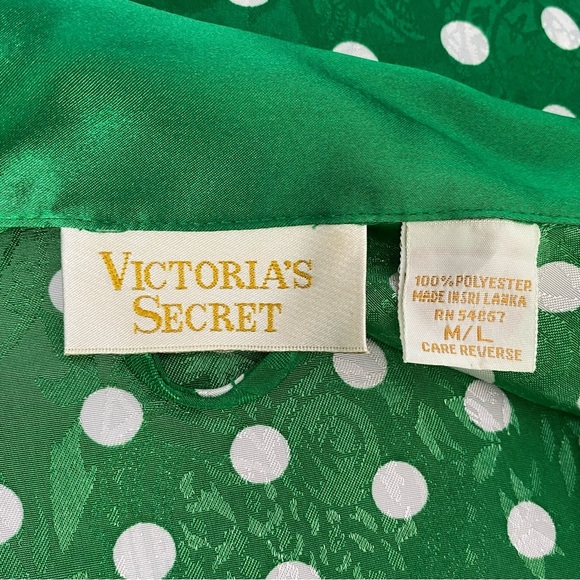 Victoria's Secret Vintage Gold Label Green Polka Dot Robe - Picture 13 of 13